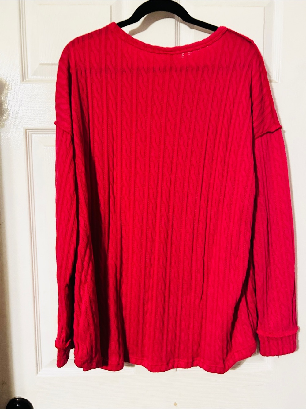 NWOT 7th Ray pink Cable-Knit Henley with Wooden Buttons - Picture 4 of 4